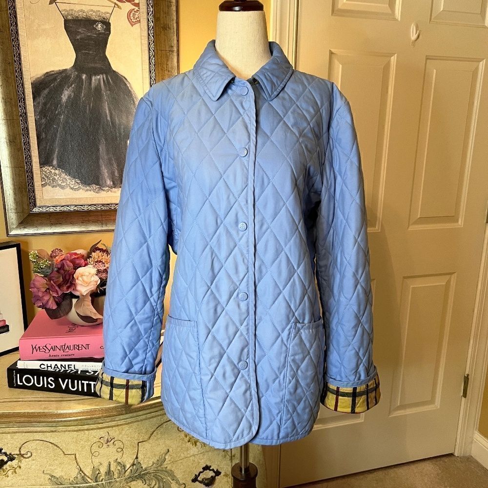 EEUC Women's Brooks Brothers Diamond Quilted Blue Jacket Size 6